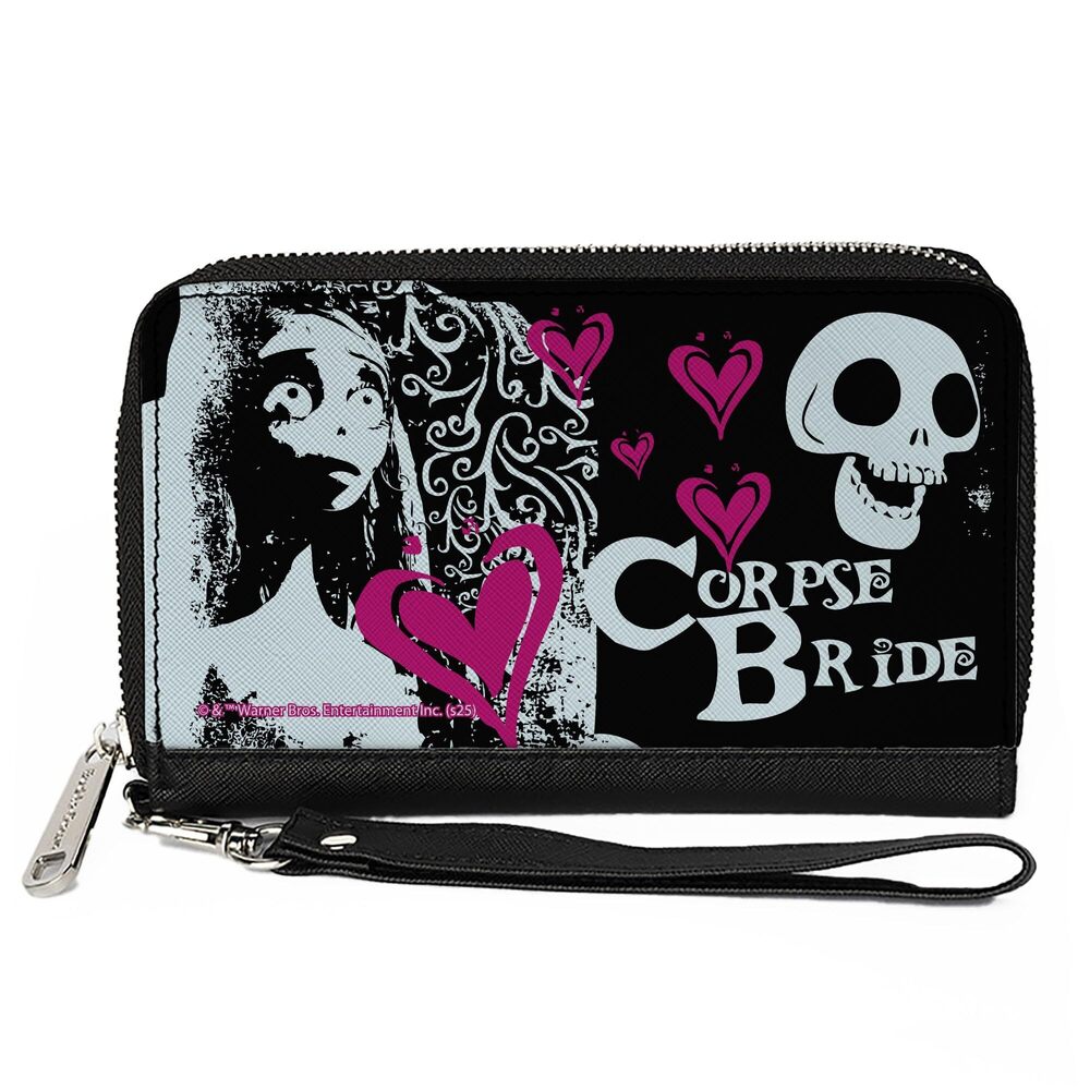 8728 The Corpse Bride Wallet, Zip Around, The Corpse Bride Emily Hearts
